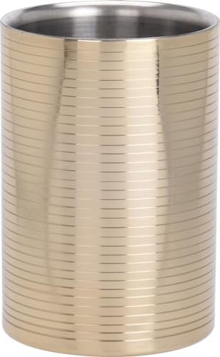 Bambelaa Wine cooler made of stainless steel, premium design, gold-coated, champagne cooler, bottle cooler, double-walled (approx. 17 x 12 cm)