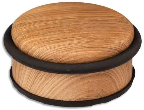 ALBA Türstopper aus Stahl und Elastomer, beschwerter Boden, rutschfeste Sohle, Maße: Ø 9 x 4 cm, Holz