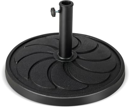 GOPLUS Sonnenschirmständer, Schirmständer für Schirmstöcke 38mm / 48mm, Sonnenschirm Ständer φ 54cm, Sonnenschirm Fuß 18kg, Marktschirmständer aus Harz & Edelstahlrohr, Balkonschirmständer schwarz
