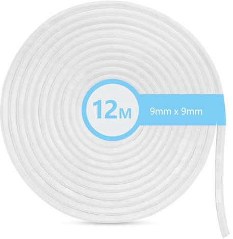 MARICATO Burlete Cepillo Ventana Corredera, 12M(L) X 9mm(W) x 9mm(D), Burlete Ventana Corredera, Junta de Cepillo Autoadhesiva para Cortable Burlete Persiana Aislante Ventana, Anti Frío, Ruido -Blanco