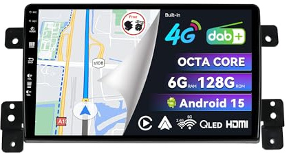 BXLIYER | Eingebaut 4G LTE & DAB | Android 15 Autoradio für Suzuki Grand Vitara (2005-2015) |6G+128G | CarPlay & Android Auto | Kamera + MIC | Lenkradsteuerung | Dual Band WiFi | QLED 9 Zoll | 8-Core