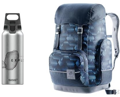 SIGG x deuter Alu Trinkflasche - WMB Pathfinder Alu - Klimaneutral Zertifiziert - Kohlensäure geeignet - Auslaufsicher - 1L & deuter Scula Schulrucksack (30 L)