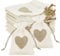 SLTAXAR 30 Stück jutesäckchen Herz Kleine Säckchen 10x14cm Jute Geschenktüten mit Herz Geschenkanhänger kleine säckchen zum Befüllen Jutebeutel Leinensäckchen für Hochzeit Party Geschenke Süßigkeiten