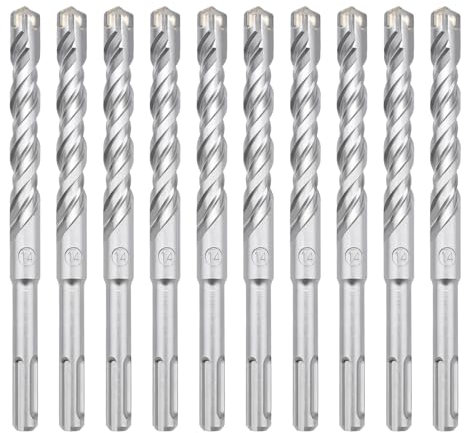 hsawbit 10PCS Masonry Drill Bits Set with SDS Plus Shank, 14mm x 160mm Hammer Drill Masonry Drills Tungsten Carbide Tip for Concrete, Brick, Cement Walls, Stone