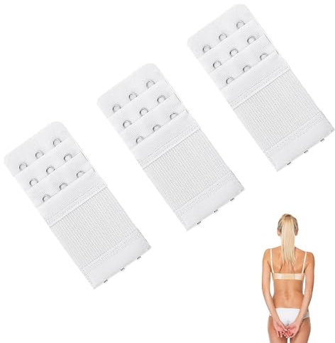 YUGUOLAN 3 Stücke BH-Verlängerer, BH Erweiterung 3 Haken, BH Verlängerung, BH Erweiterung, Bequem Und Dehnbar, Set Geeignet Gewichtszunahme-Schwangerschaft-Stillzeit (Weiß)