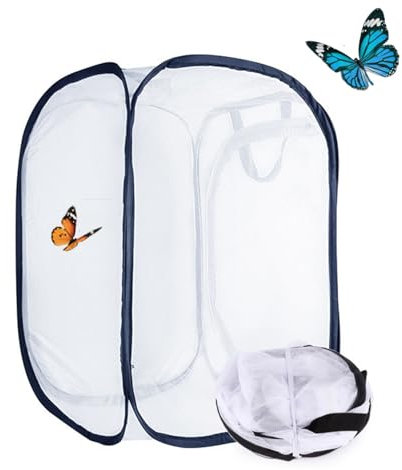 bangminda Schmetterlingsgarten Schmetterlinge Züchten Schmetterlings Habitat Käfig Schmetterlingshäuser Klappbar Belüftung Lebensraum Käfig für Insekt Schmetterling Insekten Habitat Käfig 40*40*60 cm