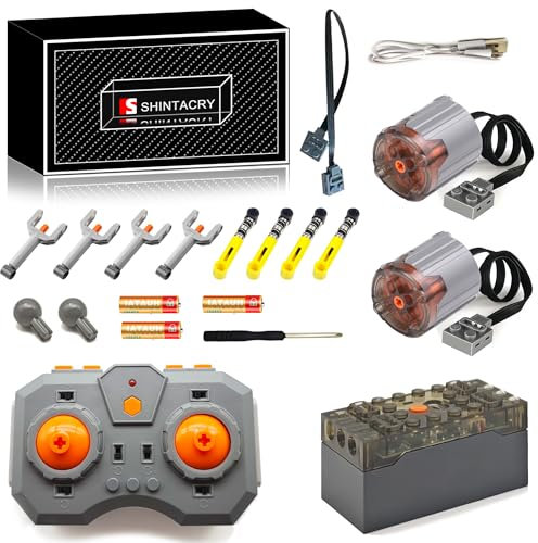 Technique Power Functions 18 pièces Télécommande à Vitesse réglable, Batterie au Lithium Rechargeable et Moteur à Grande Vitesse M Compatible avec Technic, Application (Moteur XL × 2)