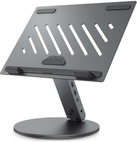 Spigen ArcDock 6-in-1 Laptop Ständer mit USB Hub【inkl. USB C auf C Kabel】 Ergonomischer Ständer, USB A/C & 4K 60Hz HDMI für MacBook Air/Pro, iPad Air/Pro und alle Notebooks bis 15,6 Zoll – Space Grau