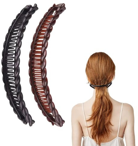 dinghaole 2 Pièces Pinces à Banane, Classique Pinces à Cheveux Longs Queue de Poisson Clip, pour Queue De Cheval Accessoire pour Cheveux pour Femmes et Filles, pour le Sport la vie