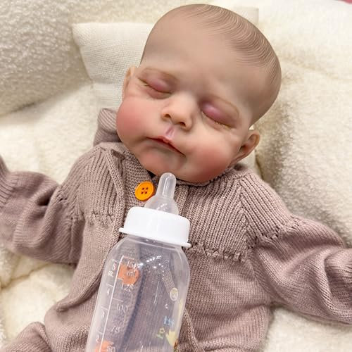 Anano Lifelike Reborn Baby Puppen, 24 Zoll Schlafende Baby Puppe mit gemaltem Haar Weicher Tuch Körper Realistische Posable Baby Puppe Eric für Kinder Alter 3+
