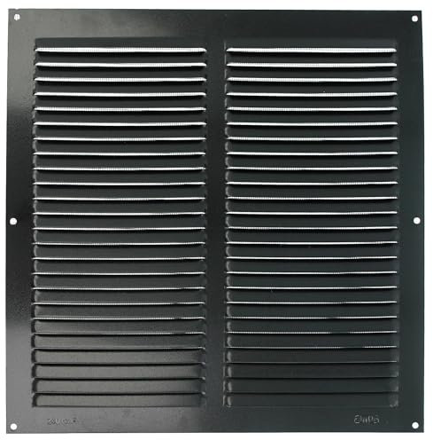 Amig - Rejilla Cuadrada de Aluminio con Mosquitera - Rejillas de Ventilación para Salida de Aire - Ideal para Techo de Cocina y Baño - Medidas 300 x 300 mm - Color Negro
