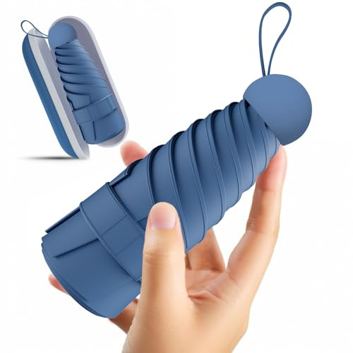 Mini-Reiseschirm, umweltfreundlich, kompakt & leicht passt in jede Tasche | Ultra-leicht 195g, faltet auf 14cm mit Etui. Regen- & UV-Schutz. Passt in Handtasche, Rucksack, Jackentasche.
