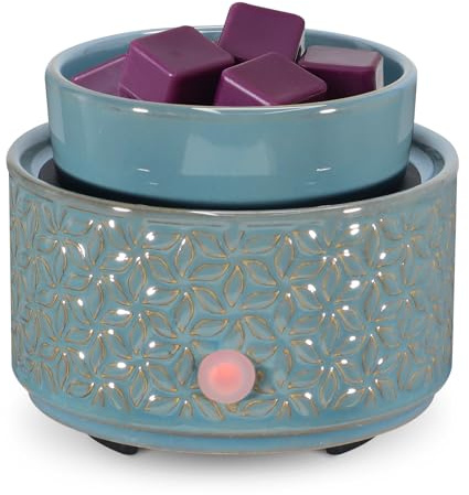 Copinpin Electric Wax Warmer 4 in 1 Candle Warmer for Melting Scented Wax, Cute Ceramic Wax Burner for Home Office Bedroom Gift for Women, Dark Blue
