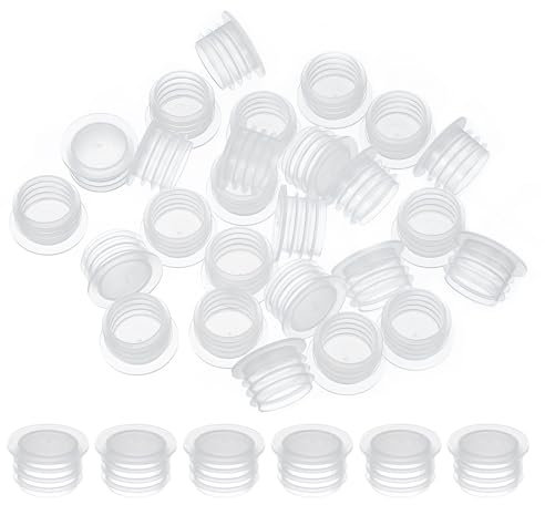 PATIKIL Salt and Pepper Shaker Stoppers 14mm/0.55, 50Pcs Plastic Salt Shaker Plug Replacement Reusable Clear Round End Cap for Pots Bottles Pipes