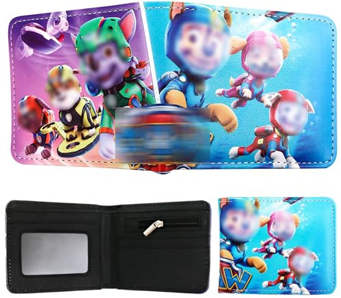 Cartoon Geldbörse Kinder, Paw Portemonnaie Anime Brieftasche Kids, Geldbeutel Kinder Faltbare Geldtasche Slim Portemonnaie Münztasche Kartenhalter, Geburtstagsgeschenk für Jungen Teenager Mädchen