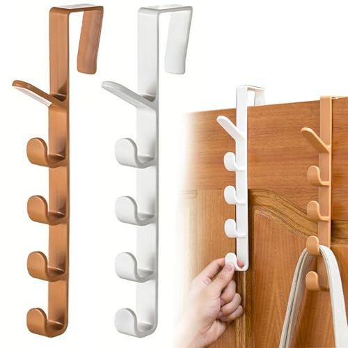 XINCHENG 2Pcs Over Door Hanger, Vertical Over Door Hook, Door Hangers for Clothes, Overdoor Hook Hanger for Bedroom Bathroom Kitchen Wardrobe