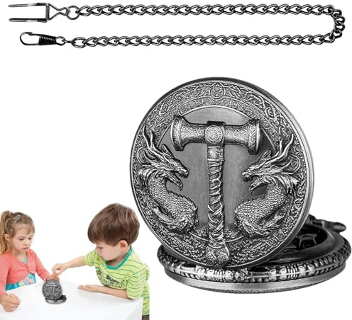 Tiny Dice Set, Pocket Watch Dice Set – SAGT Dragon Metal Dragon Metal Dice mit Haus Vintage View Vintage Haus | Spielzeug für Kartenspiele, Zubehör für Rollenspiele