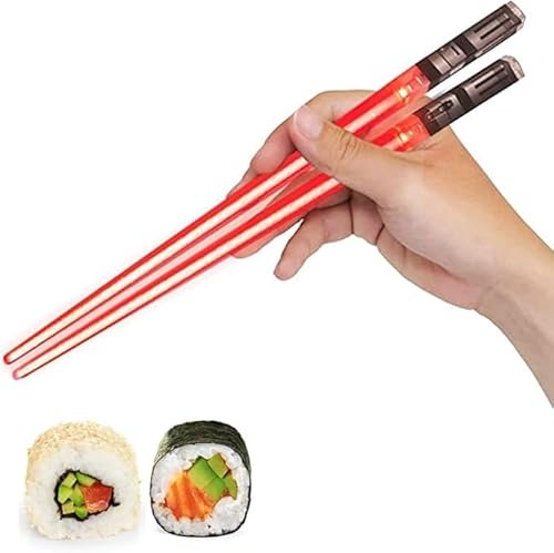 Glowing Chopsticks, 1 Pairs of Lightsaber Chopsticks, Reusable Tableware (red)