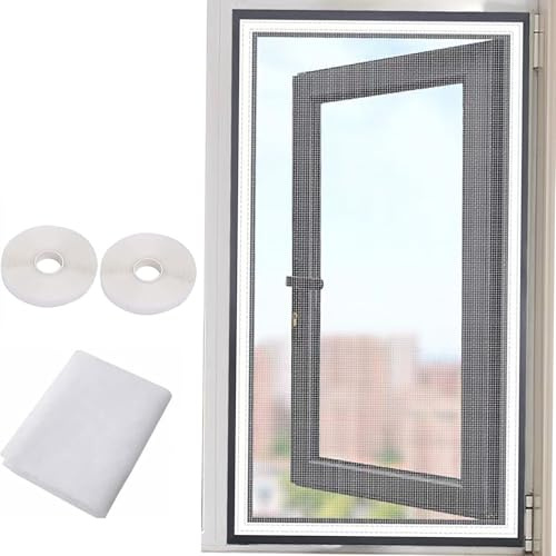 90x115cm Fenêtre Moustiquaire, Rideau Moustiquaire, Automatiquement fermé Facile à Installer, pour Couloirs Portes Patio