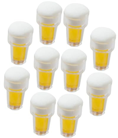 HEALSOPTHY 10Pcs Doll House Miniature Beer Mugs Tiny Beer Mug Resin Charms for Desktop Miniature Cups Dollhouse Decoration