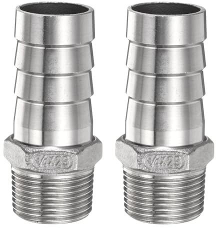 QUARKZMAN Raccord Cannelé Inox Acier 25mm Cannelé x G 3/4 Mâle 2Pcs | Tuyau Raccord Air Tuyau Cannelé Raccords Coupleur Filetage Connecteur Adaptateur pour Eau Carburant