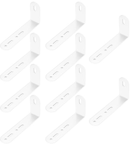 10 Pièces Supports d'angle Réglables avec 3 Fentes, Equerre d'assemblage, Equerre de Fixation Metal en Forme de L, Équerres de Fixation, Angle Droit Support pour Meubles,Blanc 111x52x25mm