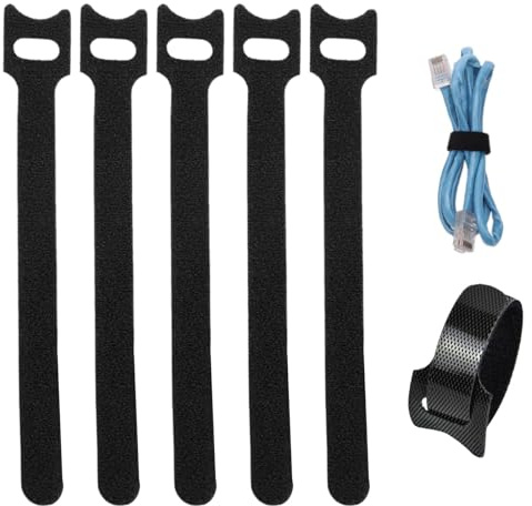 100 x Black Adjustable Reusable Cable Straps, Hook and Loop, Long Cable Ties