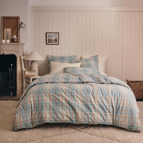 Housse de Couette imprimée en Flanelle de Coton, Tartan, 240 x 220 cm, ESSIX