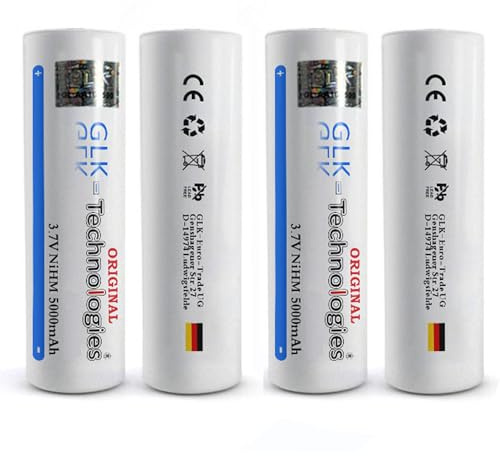 4 x GLK-Technologies High Power 5000 mAh 3.7 V NiMH Flat Top Battery Pack of 4