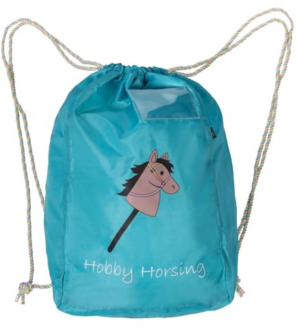 HKM Hobby Horsing Transportbeutel – für Steckenpferd - mit Namensschield - Türkis