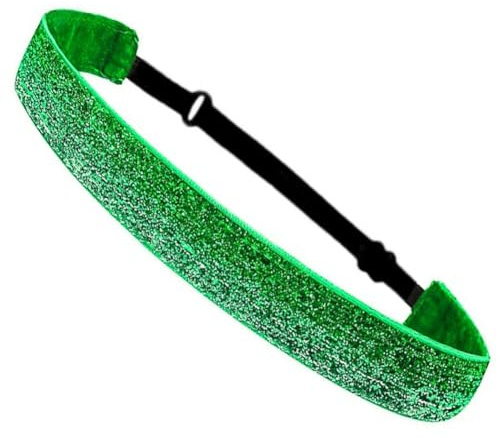 GreatRise 3 Stück Glitzer Sport Haarband Dünn Stirnband Verstellbar Haarbänder für Erwachsener und Kinder Elastische rutschfest Stirnbänder Fussball Kopfbänder für Yoga Laufen Grün