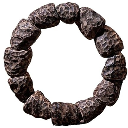 XYNSNDB Armband aus vietnamesischen Adlerholzperlen mit natürlichen Knoten und Narben, einsträngig