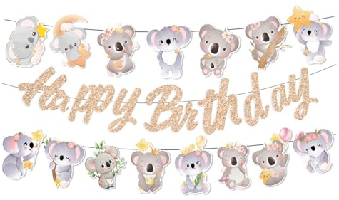3 PCS Koala Party Banner niedliche Koala Geburtstag hängende Dekorationen für Koala Party Dekorationen Geburtstag Party Zubehör