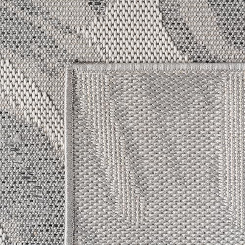 KADIMA DESIGN Terrassenteppich Tropenmuster Wetterfest Pflegeleicht Waschbar Strapazierfähig Robust Grau 200x290 cm Terrasse Garten Fußbodenheizung geeignet Oeko-TEX | VENTOUX