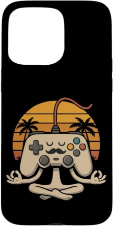 Custodia per iPhone 15 Pro Max Divertente Gamer Umorismo Zen Controller Meme Yoga Meditazione Amanti