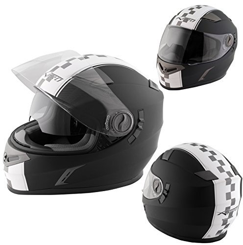 A-Pro Integralhelm Motorradhelm Rollerhelm Innensonnenblende Helm Schwarz S