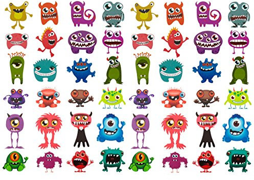 Oblique Unique® 48 lustige Bunte Monster Tattoo ´s