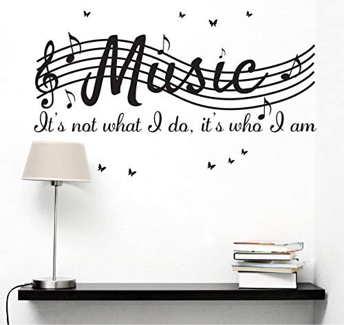 CocoBee Wandaufkleber aus Vinyl, mit Zitaten It's Not What I Do It's Who I Am Music, 96,5 x 38,1 cm, Schwarz