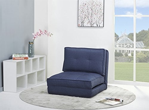 ARTDECO Schlafsessel Gästebett Jugendsessel Bettsessel (Stoffbezug Blau groß)