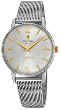 Festina Herren Analog Quarz Uhr mit Edelstahl Armband F20252/2