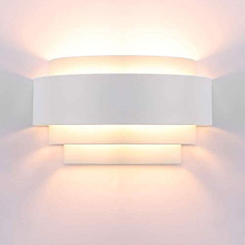 Lampop LED Wall Lights Up and Down Indoor Wall Lamp Modern Wall Sconce 7w, Warm White, Hardwire White Wall Light for Living Room Bedroom Bathroom, (Bulb Include)