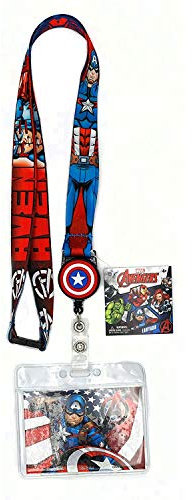 Marvel 68844 Captain America Schlüsselband mit Reißverschluss-Kartenhalter, mehrfarbig, 7,6 cm