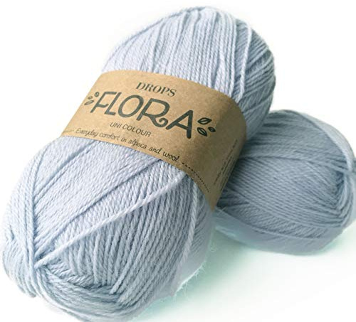 DROPS Flora 14 UNI Ice Blue 4 ply Alpaca and Wool Knitting and Crochet Yarn