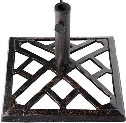 Gardenised QI003816 Schirmständer aus Gusseisen, quadratisch, 8,6 kg
