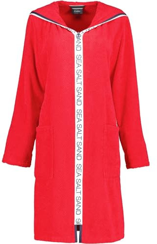 Cawö Home Bademäntel Damen Reißverschluss mit Kapuze Sea Salt Sand 3101 rot - 203 L