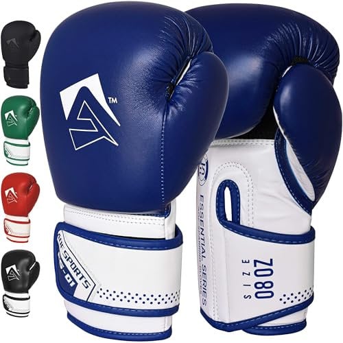 AQF Boxing Gloves for Training & MMA Muay Thai Punch Bag Sparring MMA Gloves for Kickboxing Fighting & punching bag with Extra Layers of Padding (Blue, 12oz)