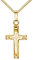 JEVELION Taufkreuz-Anhänger Goldkreuz Jesus Christus für Damen, Herren und Kinder als Kettenanhänger 585 Gold 14 Karat / 14K Mit Kette 36 cm
