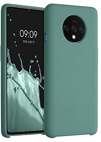 kwmobile Hülle kompatibel mit OnePlus 7T Hülle - Silikon Handy Case - Handyhülle weiche Oberfläche - kabelloses Laden - Tannengrün