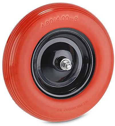 relaxdays Roue de brouette 4.80 4.00-8, Pneu en Caoutchouc Plein avec Jante Acier, Charge 120 kg, différentes Couleurs