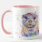 Vixar Otter Tasse mit britischem Wildtier-Aquarellkunst, bunt, Geschenk, Geburtstag, Arbeit, Büro, Weihnachten, Tee, Kaffee (Rosa)